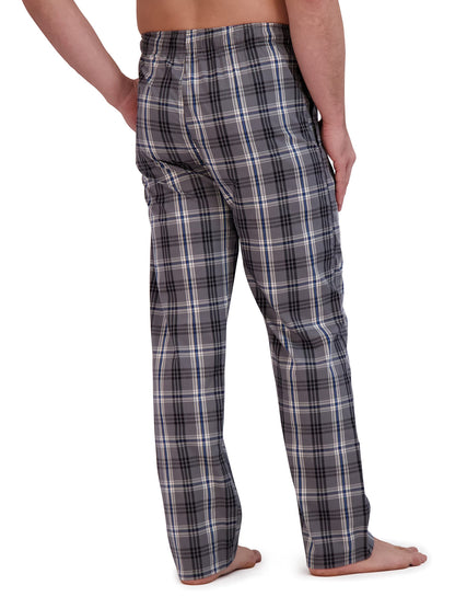 Hanes Men's Woven Pajama Pant, Black Plaid, Large