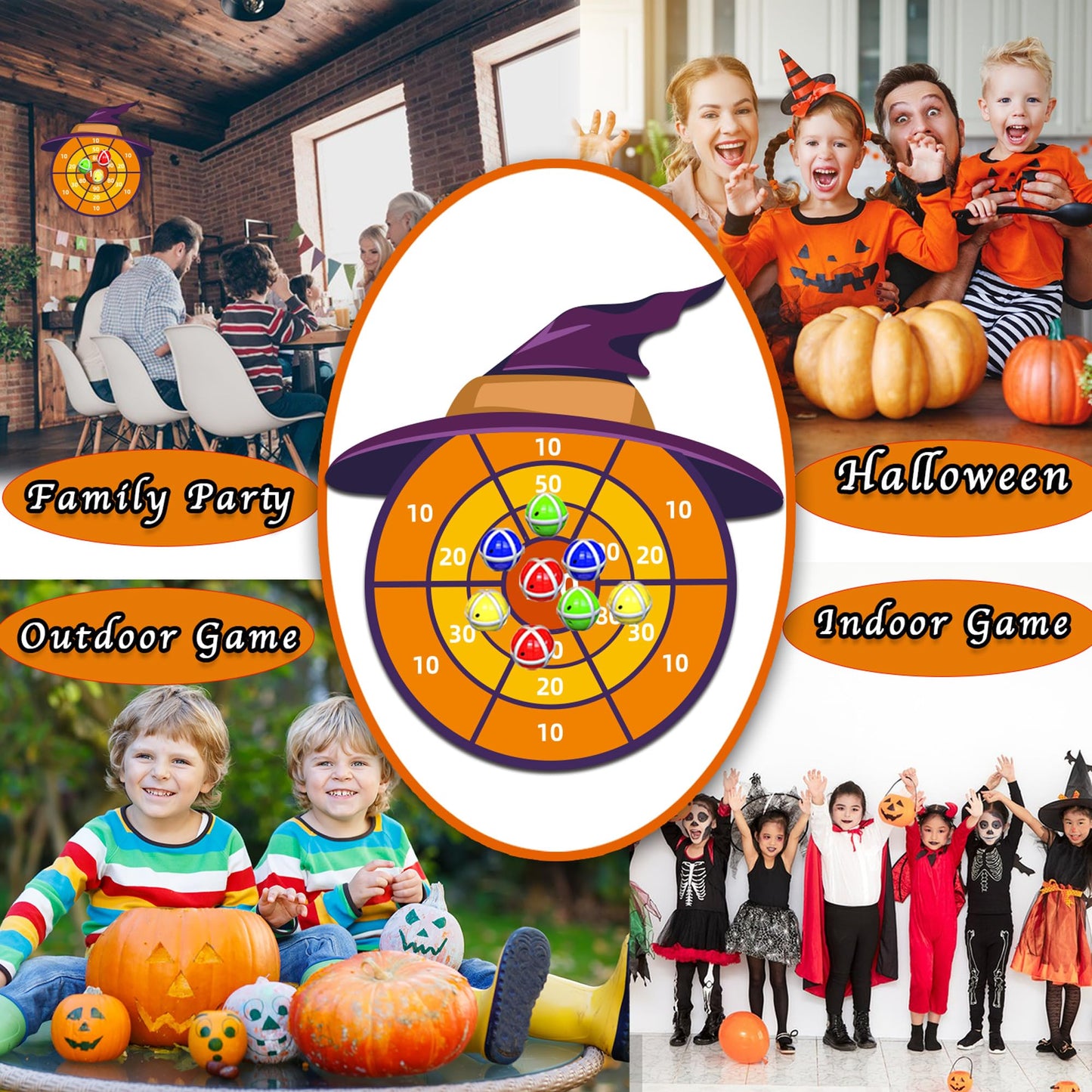 30' Witch Hat Party Favor, Kids Dart Board Game, Halloween Party Supplies Indoor Outdoor Decor, Stocking Stuffers Christmas Birthday Gifts