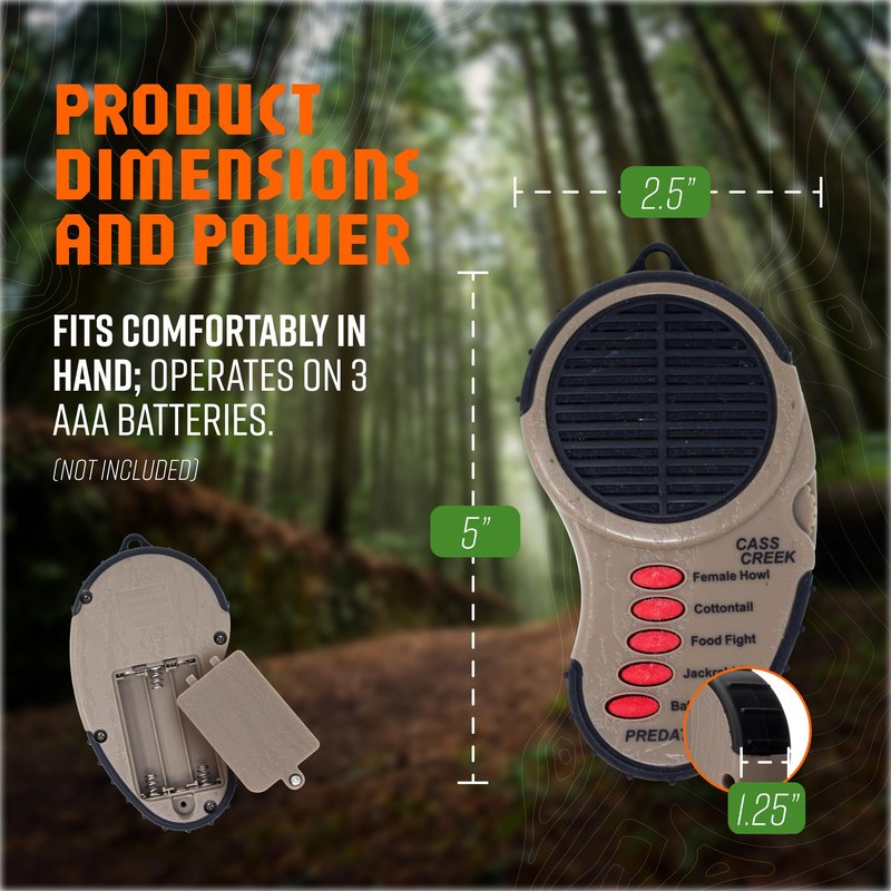 Cass Creek Ergo Electronic Predator Call, Coyote Call Device, Handheld Game Call with Authentic Animal Sounds, Compact Hunting Sound Caller
