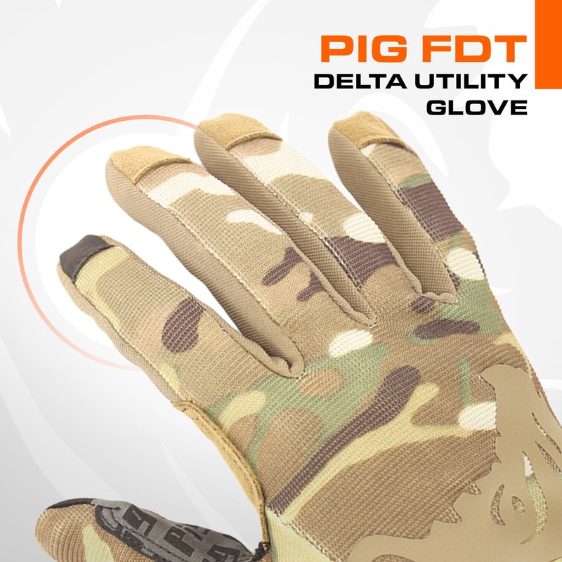 PIG FDT Delta Utility Gloves, Touchscreen Compatible, High Dexterity for Shooting Sports, 1 Pair, Multicam, Medium
