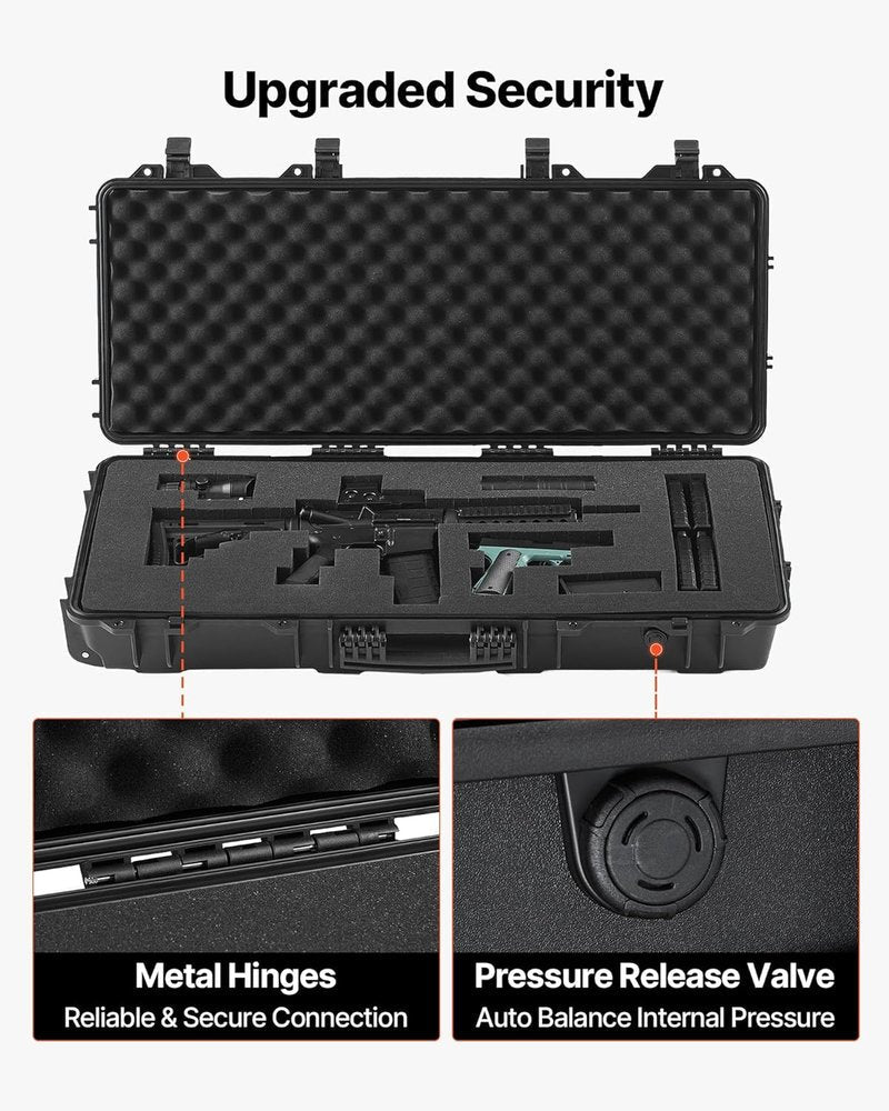 VEVOR Rifle Hard Case - Waterproof & Crushproof with 4 Layers of Foam | Lockable, Wheeled Design for Rifles/Shotguns