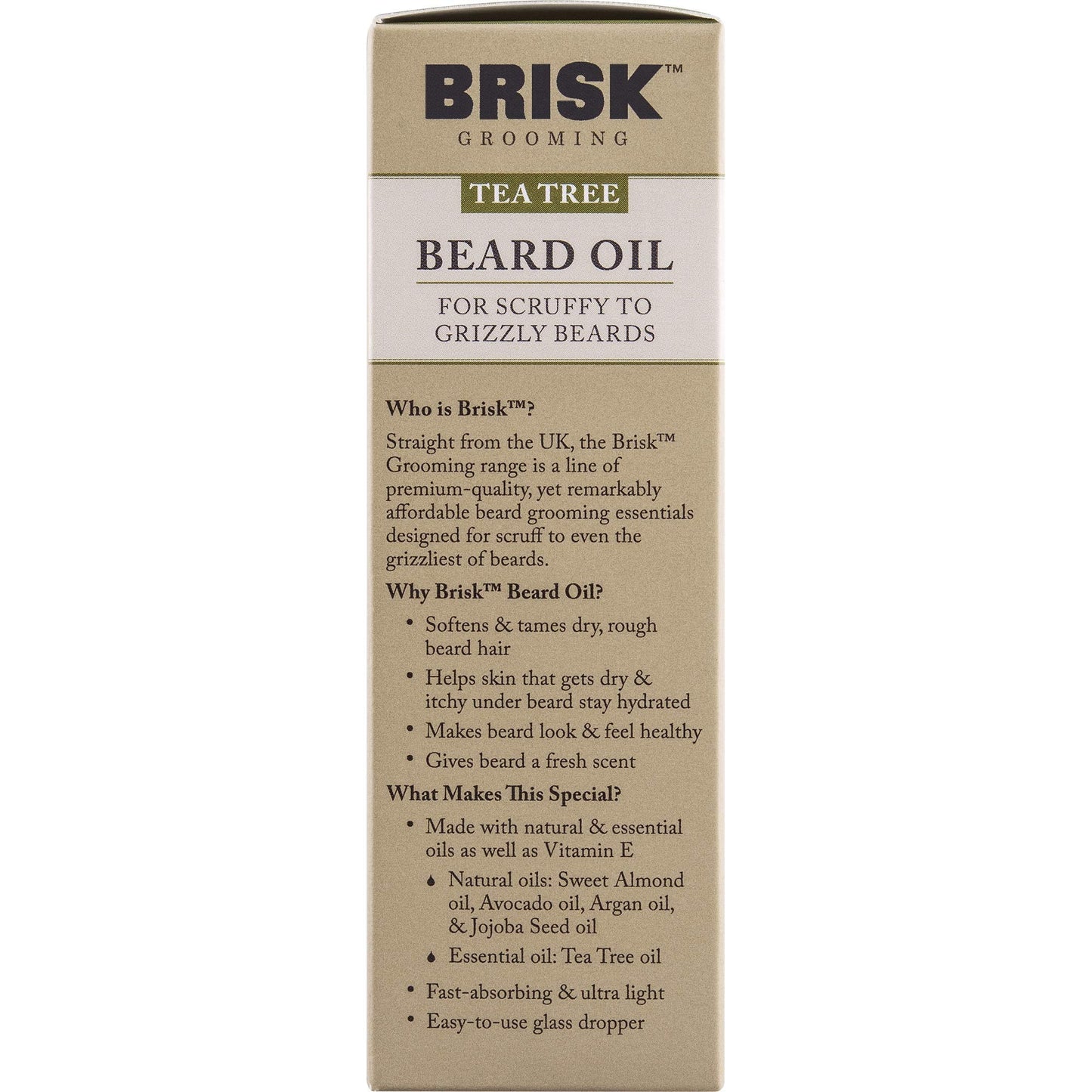 Brisk Beard Grooming Oil Liquid, Citrus for Beard Hair, 1.7 Oz