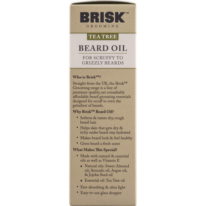 Brisk Beard Grooming Oil Liquid, Citrus for Beard Hair, 1.7 Oz