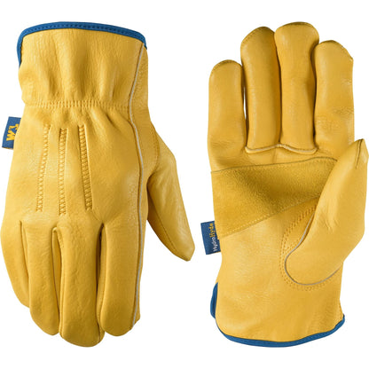 WELLS LAMONT Men’s Slip-On HydraHyde Full Leather Work Gloves | Water-Resistant | Medium (1168M), Saddletan