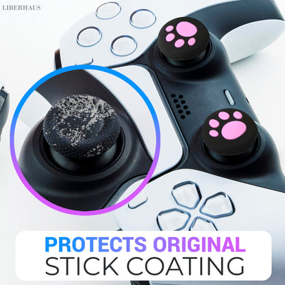 4Pcs Cat Paw Pink Ps5 Thumbstick Grips - Controller Accessories for Ps4, Ps3, Steam Deck, Xbox and Nintendo Switch – Cute Joystick Caps, Anti-Slip Silicone PlayStation 5 Trumb Grip