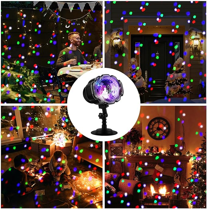 Christmas Snowfall Projector Lights, Multi Colors Holiday Lights with Remote Control, White Snow, Indoor Outdoor for Halloween Xmas Party Wedding Garden Landscape Decoration(Snow Spots)