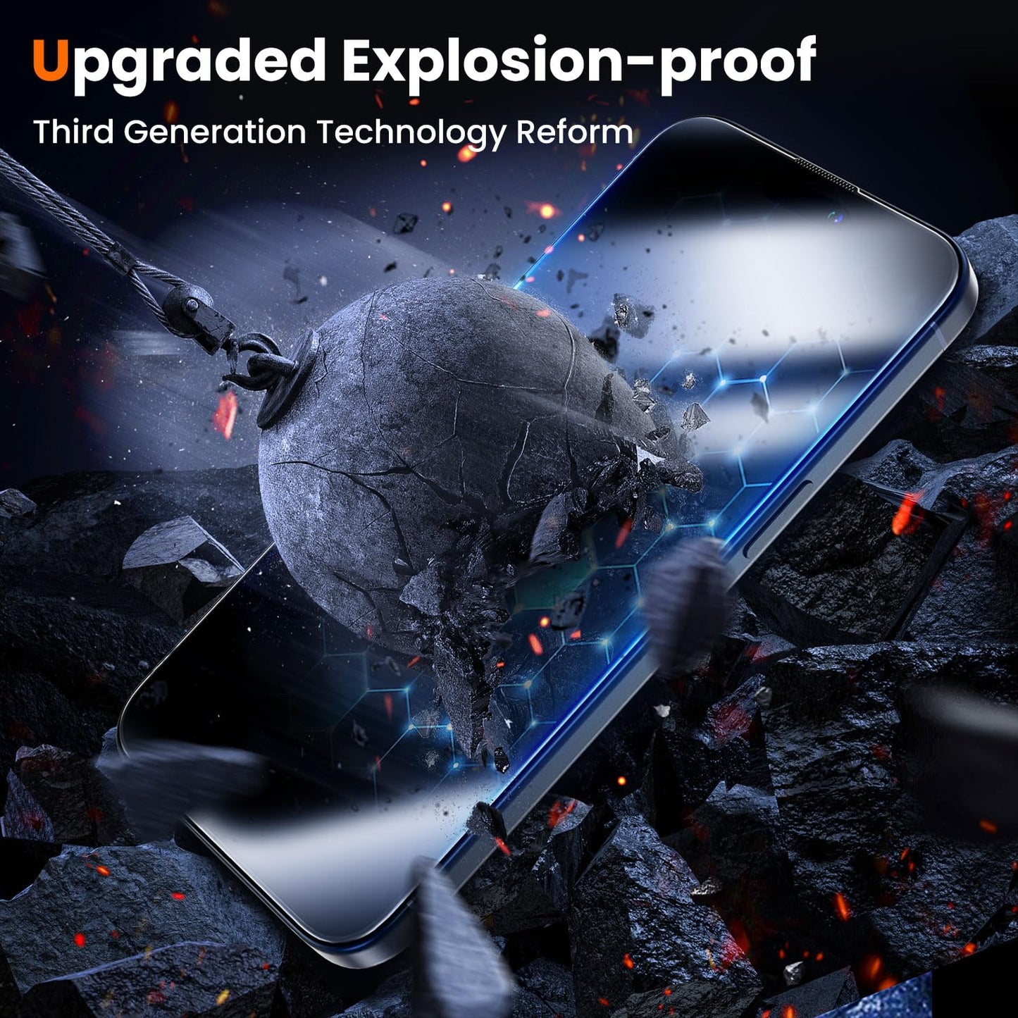 UniqueMe for iPhone 16 Pro Screen Protector - [Military Grade Shatterproof & 9H+ Hardness] Screen Protector 16 Pro Tempered Glass Full Coverage Protection, Easy Installation, 2 Packs