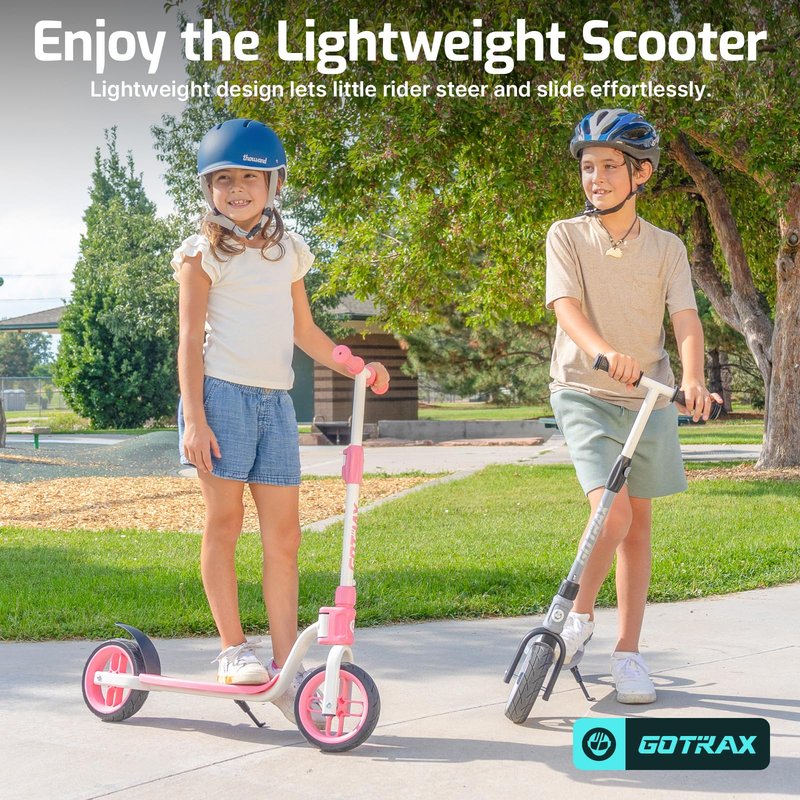 Gotrax KS8 Kick Scooter for Kids 5+, Large 8" Wheels and Height Adjustable Handlebar, Sturdy Wide Deck & Rear Brake, Detachable for Easy Storage, 2 Wheels Scooter for Kids, Teens, Child Safety, Pink