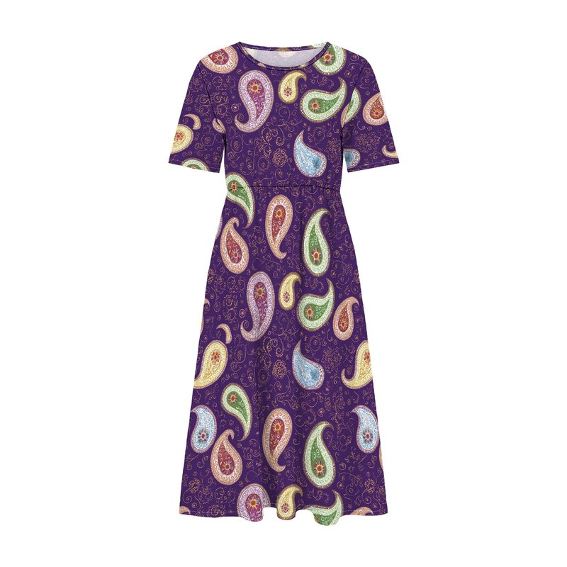Medlor Womens Midi Dresses Casual Short Sleeves Scoop Neck Floral Print Flowy Beach Vacation Trendy Dress with Pocket for 2025 Summer