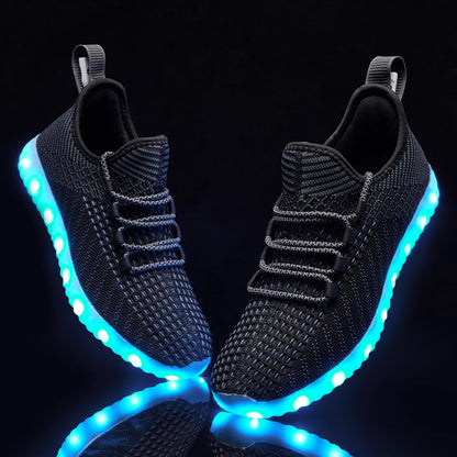 Light Up Shoes for Women Men USB Charging LED Shoes Adult Halloween Dancing Glowing Luminous Trainers Mesh Upper Flashing Sneakers(Black,9)