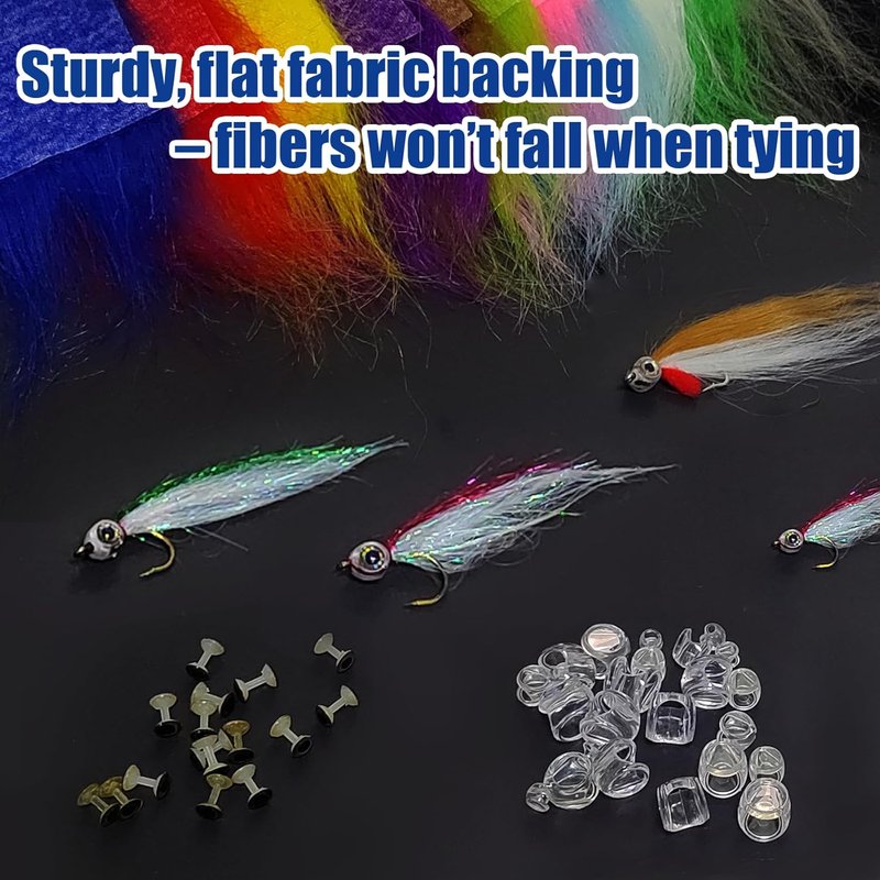 Premium Long Fiber Fly Tying Materials - 12 Pack Mix Color Craft Fur for Streamer Tails | Synthetic Fiber