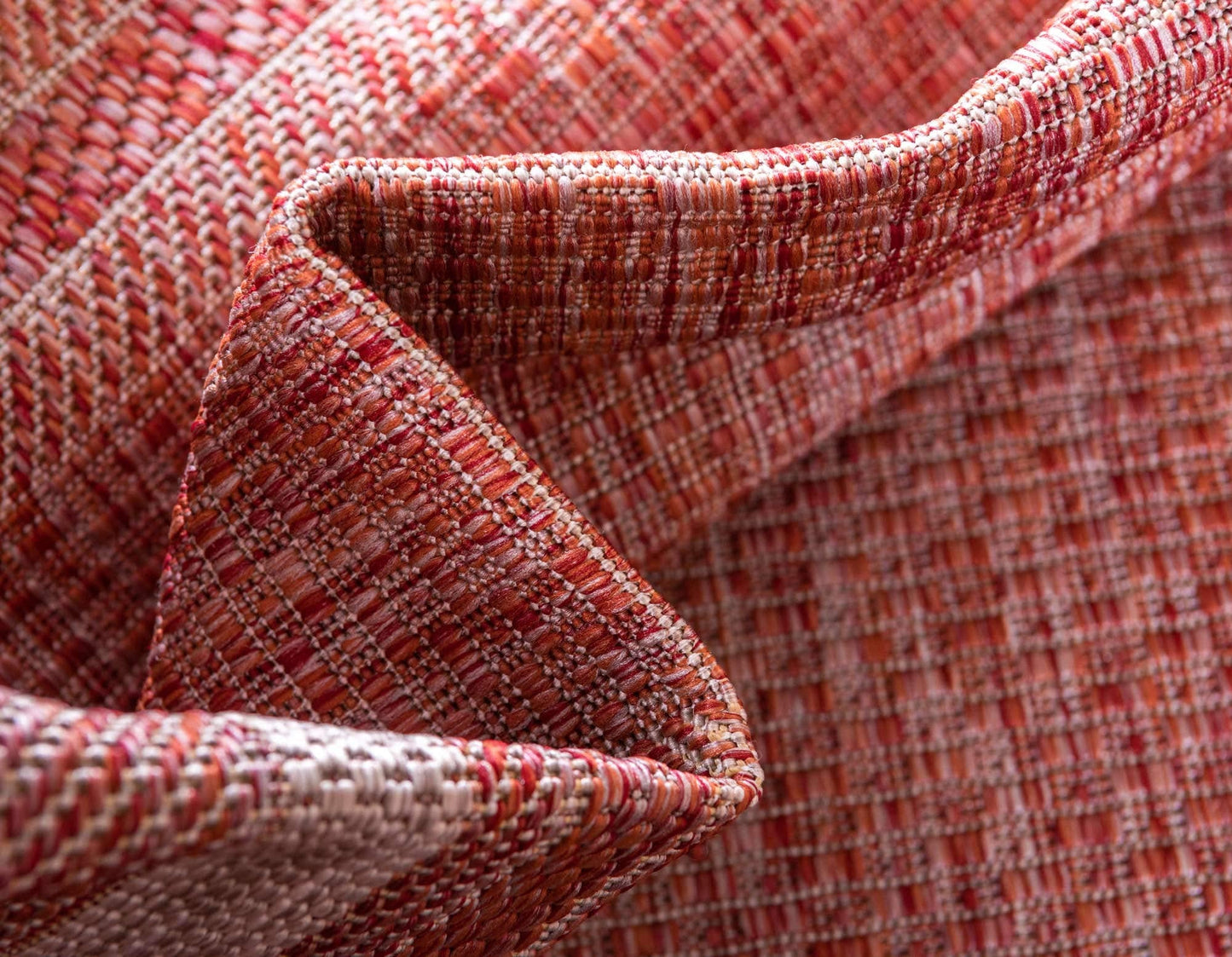 Unique Loom Outdoor Border Collection Area Rug - Soft Border (4' 1" x 6' 1" Rectangle, Rust Red/ Ivory)