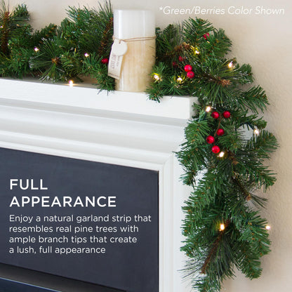 Best Choice Products 9ft Pre-Lit Battery Powered Christmas Garland for Stairs, Traditional Fireplace Holiday Decoration w/ 50 2-in-1 LED Lights