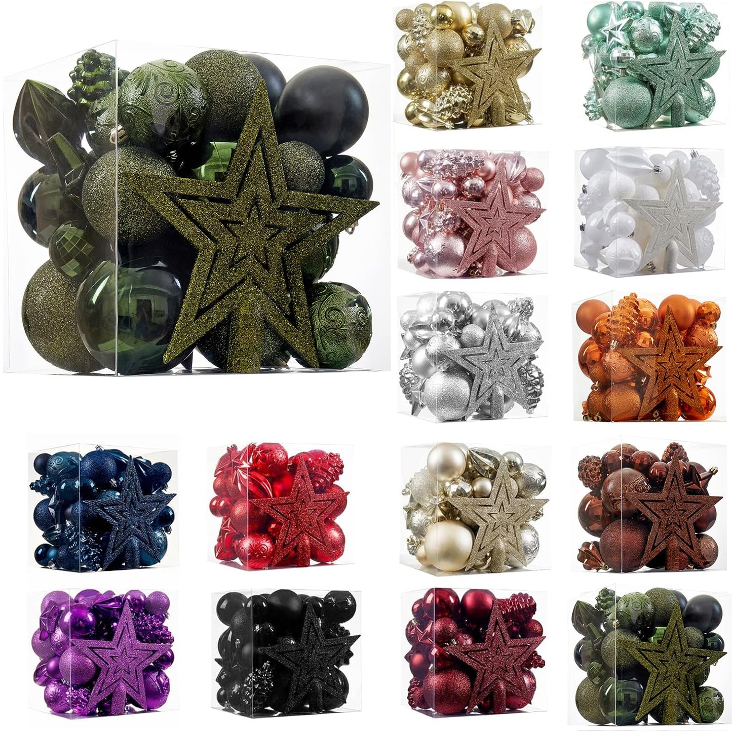Christmas Ball Ornaments - 43pcs Shatterproof Christmas Tree Decorative Hanging Ornaments with Loop for Xmas Holiday Party Wreath Home Decoration (Dark Green)