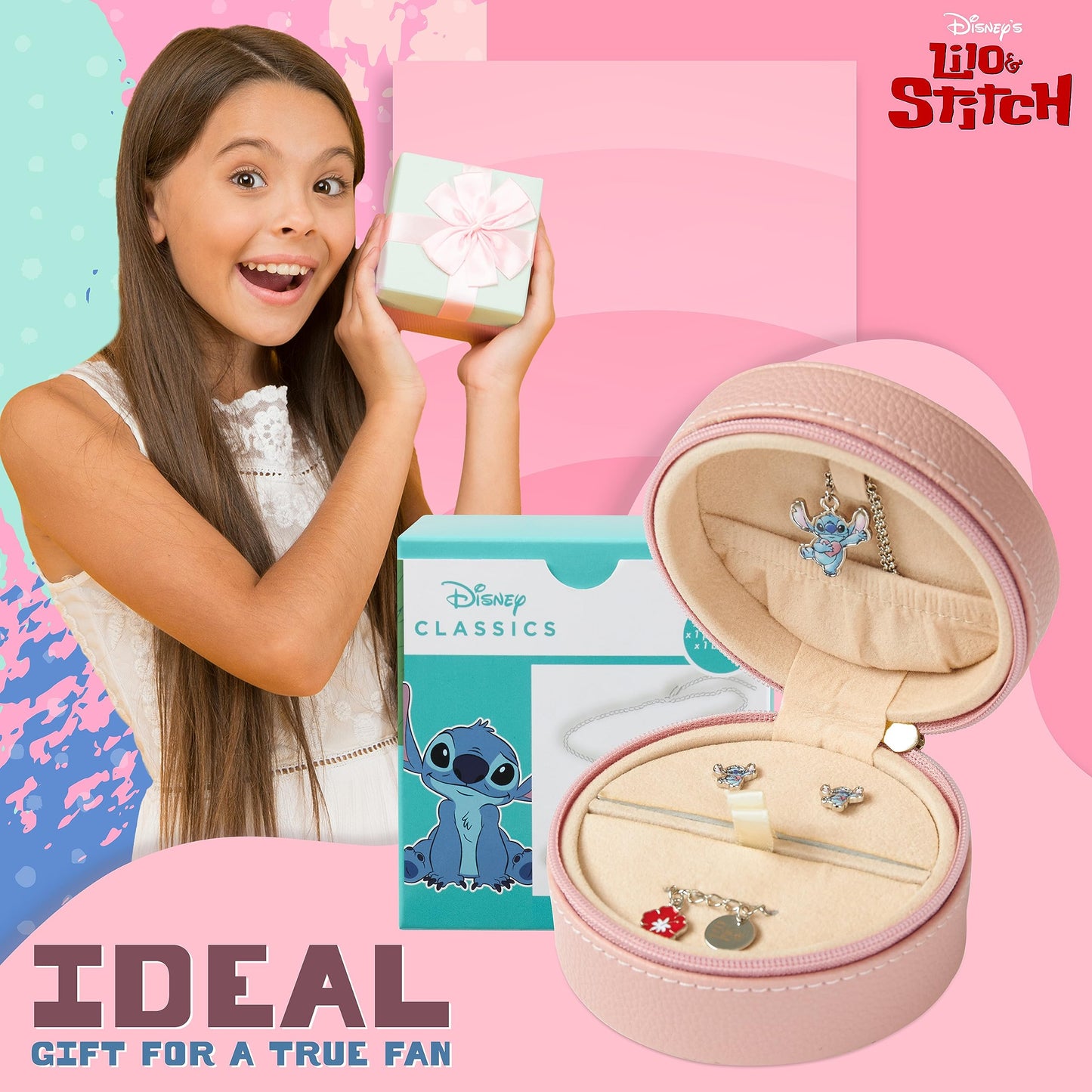 Disney Stitch Girls Jewellery Set, Friendship Necklace Earrings Bracelet Rings - Stitch Gifts (Jewellery Set Stitch)