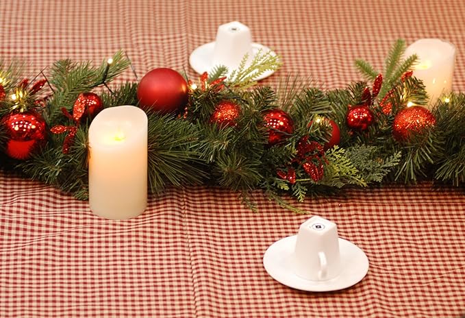 6 Feet Pre-lit Christmas Ornament Fake Pine Garland w 24 Red Balls Real Grapevine Base (30 LED Lights, 8 Flash Options) for Xmas Decor at Shop Home Door Corridor Wall Window Table Cabinet (Battery)