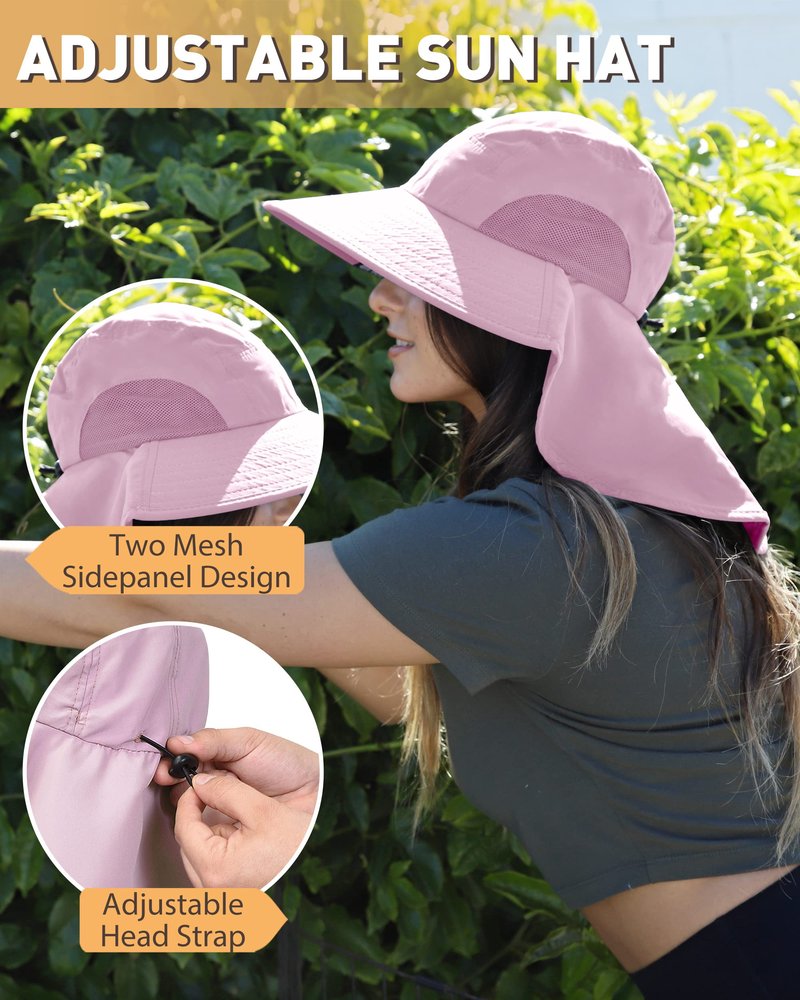 Tirrinia Chic & UV Protection with Women's Sun Hats, Wide Brim with Neck Flap, Perfect for Outdoor Adventures