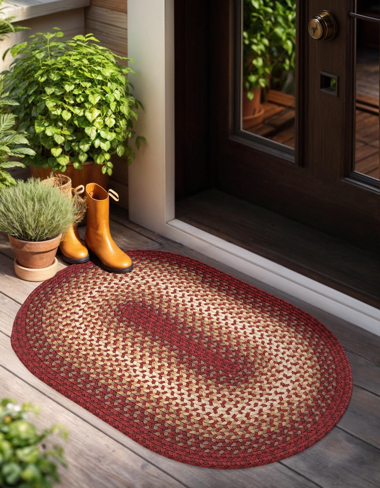 RRI Home Decor Tranquility TQ42 Red 2' x 3' Oval - Braided Area Rug, Home Decor, Floor Mat or Bedroom Rug - Easy Care, Ideal for High Traffic Areas in Hallway and Living Room - Made in USA
