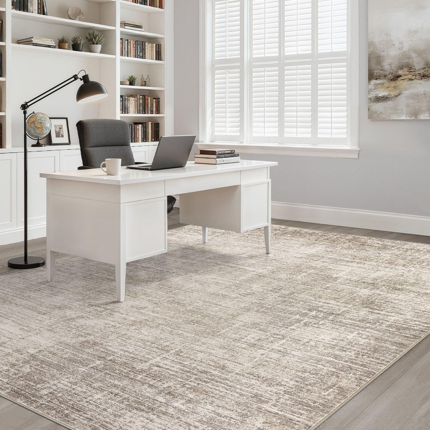 9x12 Area Rug Living Room: Washable Large Neutral Brown Rugs Abstract Soft Modern Stain Resistant Indoor Floor Non-Slip Carpet for Bedroom Nursery Kids Office Playroom Dining Room Under Table Home