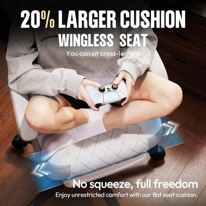 Dowinx Gaming Chair Fabric with Pocket Spring Cushion, High Back Ergonomic Computer Chair with Footrest for Adults, Massage Lumbar Support Swivel Game Chair for Office Gaming 300LBS, Beige