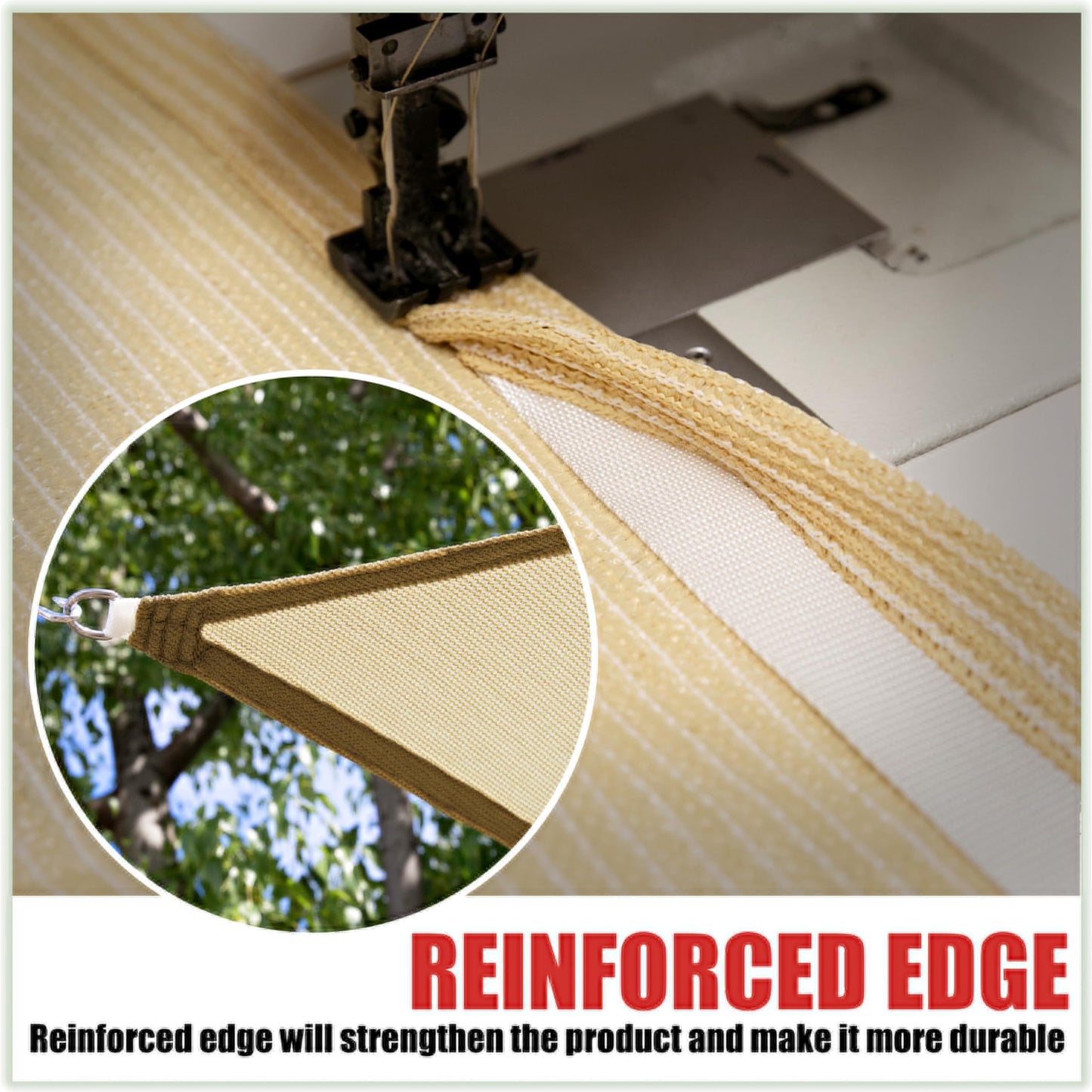Colourtree 18' x 18' x 25.5' Beige Sun Shade Sail Right Triangle Canopy Fabric Cloth Screen, Water Permeable & UV Resistant, Heavy Duty, Carport Patio, Outdoor (We Customize Size)