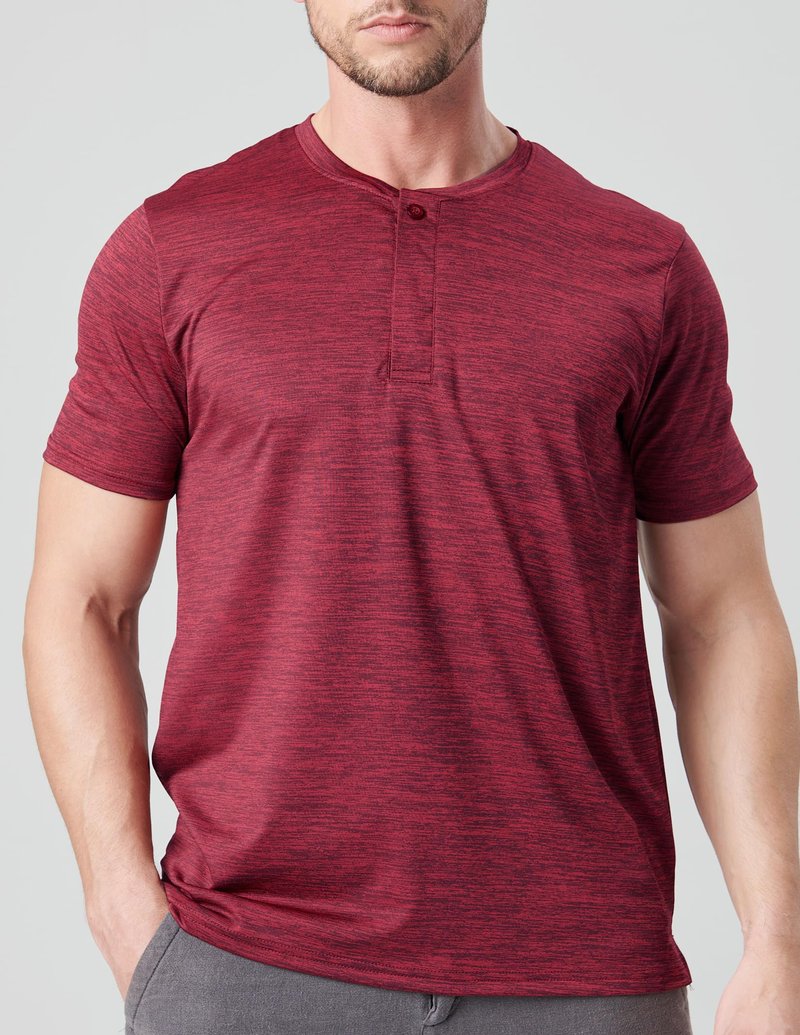 3 Pack: Mens Polo Shirts, Business Casual Golf Henley Work Shirts for Men, Collarless Short Sleeve Stylish Athletic Tshirts (Set 2, Medium)
