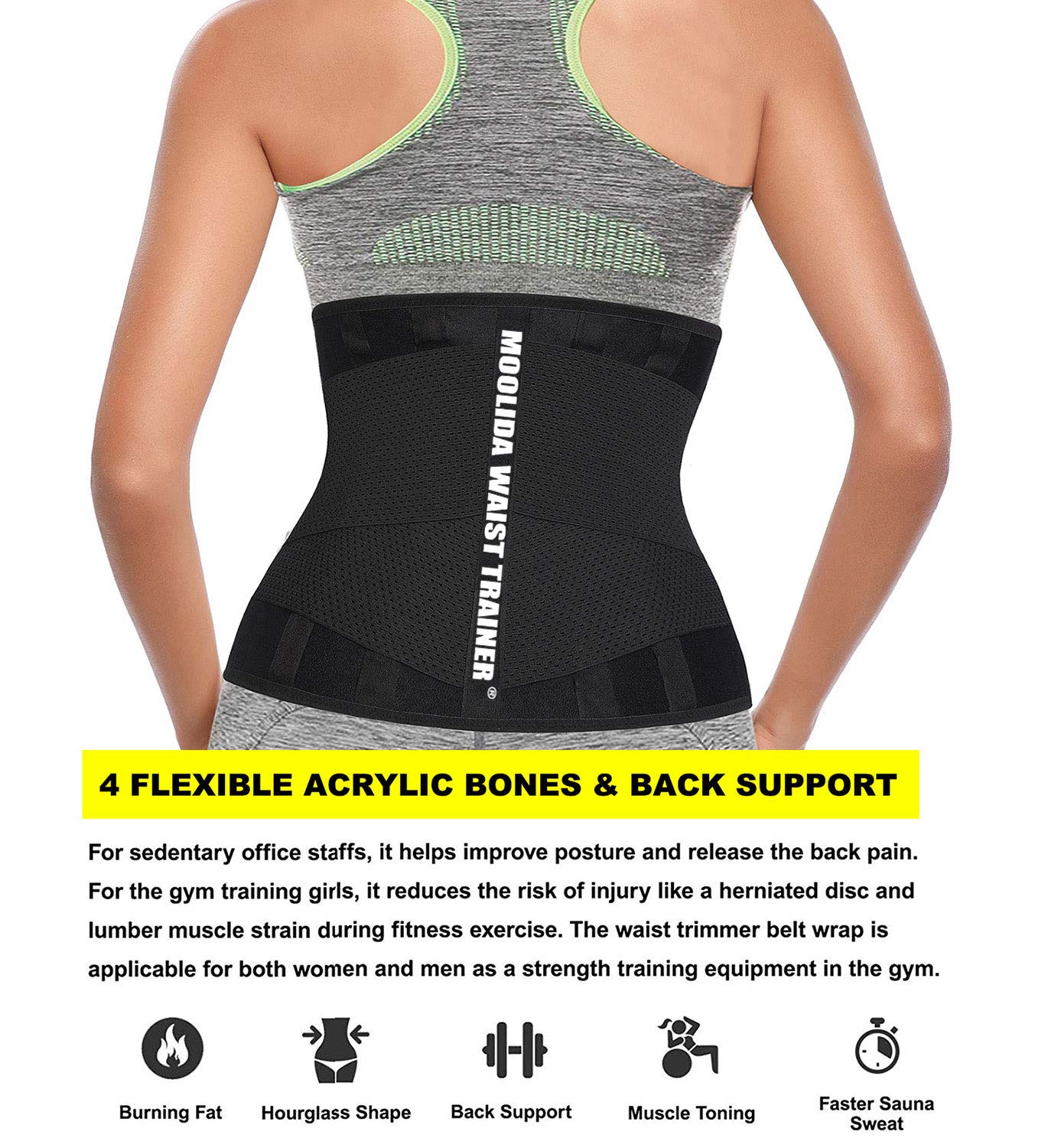 Moolida Waist Trainer for Women Waist Trimmer Workout Fitness Back Support (Hotpink,Small)