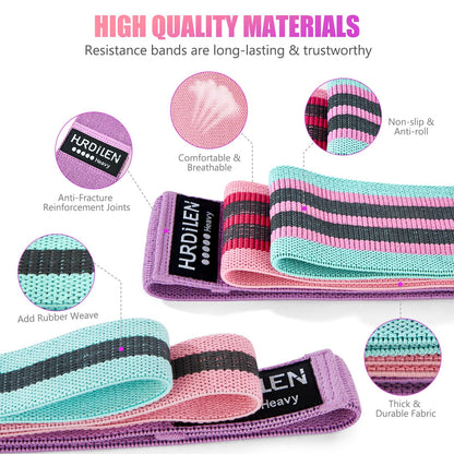 Hurdilen Resistance Bands for Working Out Set, 3 Pcs Pull Up Bands and 3 Pcs Assistance Bands with Door Anchor for Legs, Glutes, Hip, Fabric Loop Bands Workout Bands Resistance for Gym, Home, Office