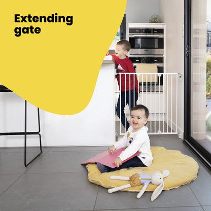Safety 1st Wall Fix Extending, Safety Gate, Door and Stair Gate, Baby Gate also suitable for Dogs, Six Months to Two Years, Metal White (Pack of 1)
