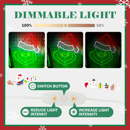 JanHune Christmas Neon Sign Cartoon Christmas Neon Light Sign immable LED Signs for Wall Light Up Signs for Home Party Neon Wall Light Decor Xmas Gift