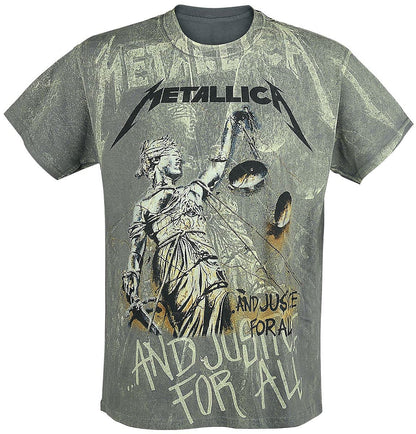 Metallica ... and Justice for All - Neon Backdrop Men T-Shirt Charcoal M, 100% Cotton, Regular