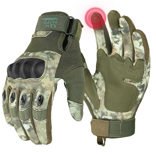 KEMIMOTO Camo Tactical Gloves for Men, Touchscreen Motorcycle Gloves with Hard Shell & Palm Padding for Sports Motorcycle Tactical Airsoft Paintball Hunting Hiking Camping Climbing (Camo,Large)