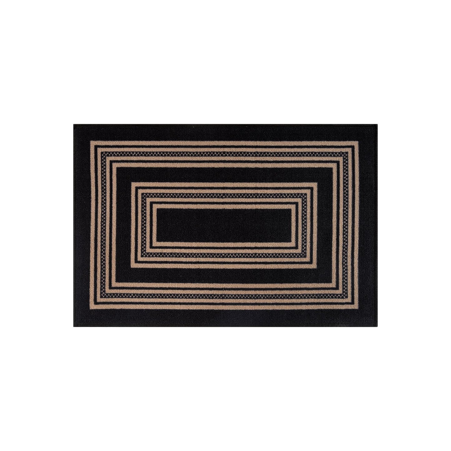 Rugshop Ornate Framed Border Power Loomed Indoor Runner Rug, Dramatic Onyx Decorative Frame Design, Non-Slip Backing, Living Room Dining Room Home Office, Easy-Care Spot Clean, 2' x 4' Black
