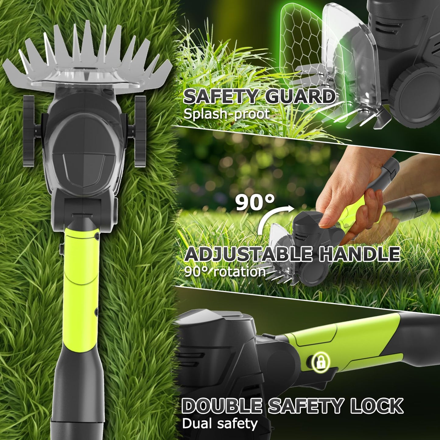 3-in-1 Cordless Hedge Trimmer: 13ft Reach & Adjustable Pole Hedge Trimmer - Lightweight with Dual Batteries - Grass Shears for Women Seniors - Garden Lawn Shrub Pruning Tool