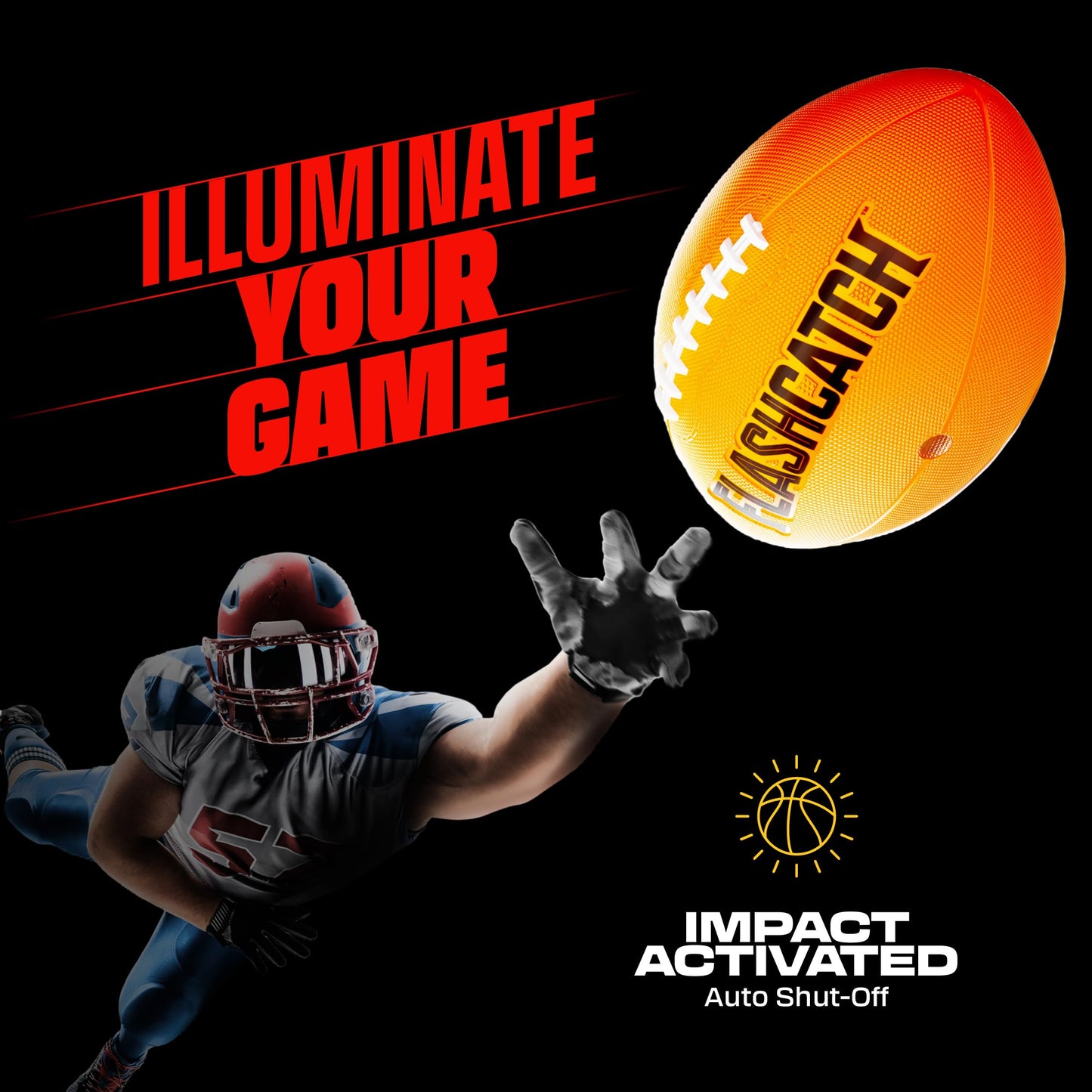 FlashCatch Light Up Football - Glow in The Dark Ball - NO 6 - Boys Gifts - Outdoor Sports, Birthday Gifts for Boys 8-15+ Year Old - Kids Teenage Youth Gift Ideas - Boy Toys Ages 8 9 10 11 12 13 14 15