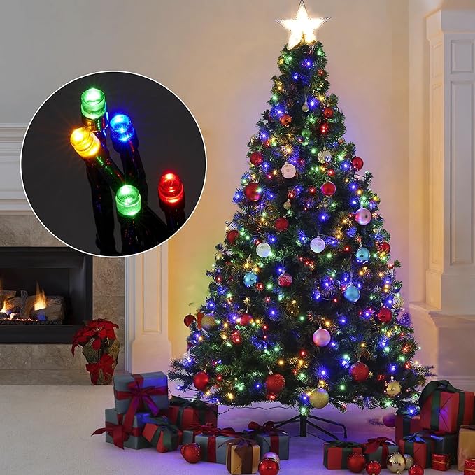 weillsnow 500 LED Multicolor Outdoor Christmas Lights, 164Ft Plug in Waterproof String Lights, 8 Modes with Memory for Outdoor Indoor Garden Halloween Christmas Decorations (Multicolor)