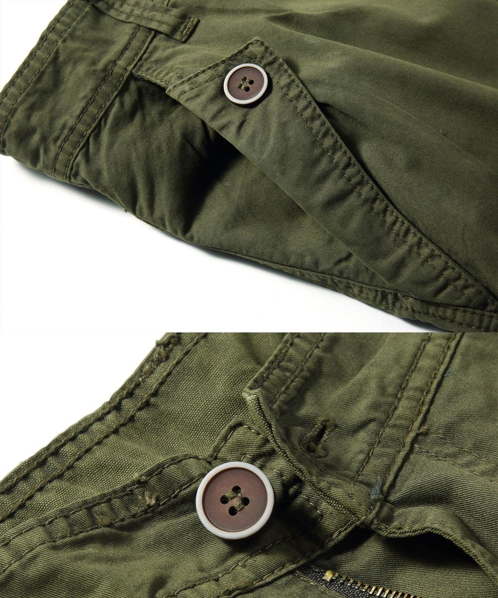 FOURSTEEDS Women's Mid Rise Distressed Twill Cotton Multi-Pocket Outdoor Sport Working Hiking Camping Hunting Bermuda Shorts Army Green US 10