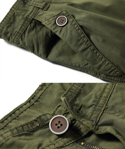 FOURSTEEDS Women's Mid Rise Distressed Twill Cotton Multi-Pocket Outdoor Sport Working Hiking Camping Hunting Bermuda Shorts Army Green US 10