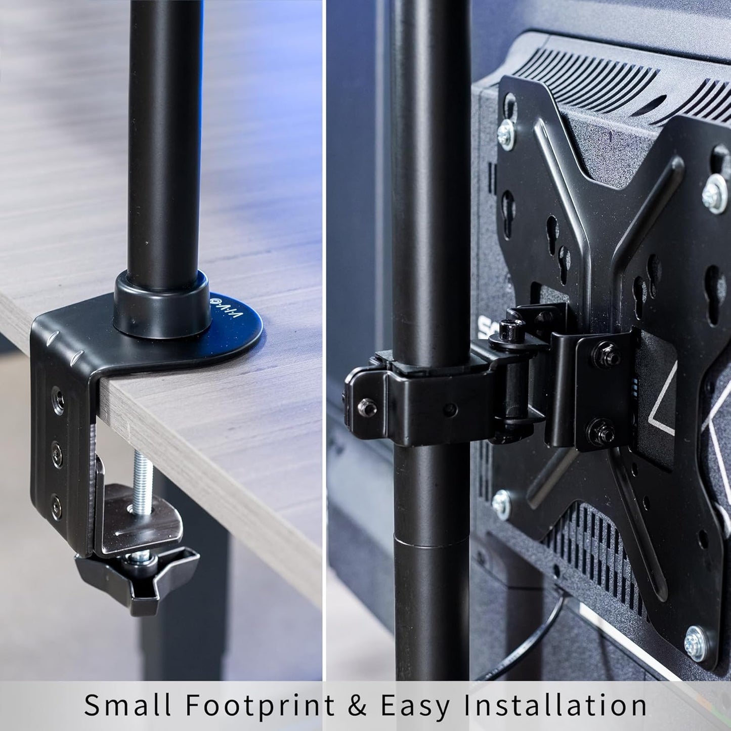 VIVO Ultra Wide TV Desk Mount for up to 55 inch Screens Weighing 66 lbs, Full Motion Height Adjustable Single Television Stand, Black, STAND-V155C