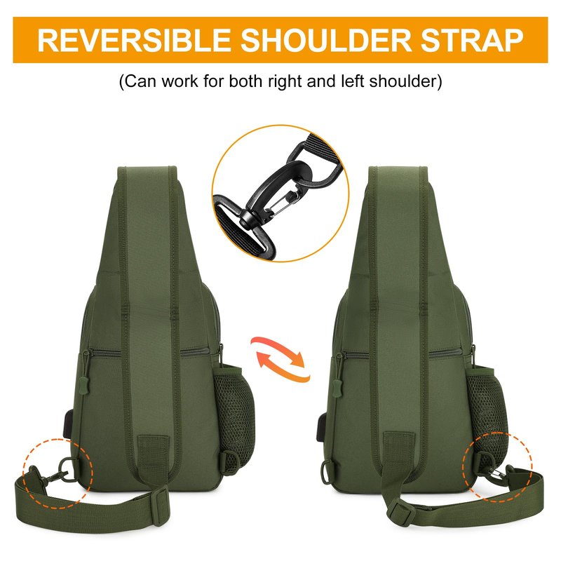 HUNTVP Tactical Sling Bag Crossbody Bag for Men Women EDC Shoulder Bags Molle Sling Backpack Chest Pack for Hiking Hunting Travelling Camping (Type3-Army Green)