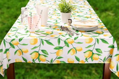 DII Lemon Bliss Outdoor Tabletop, Collection Stain Resistant & Waterproof, Tablecloth, 60x120