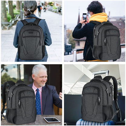 Laptop Backpack, School Backpack for Boys Water Resistant School Bag with USB Charging Port, Business Anti Theft Durable 15.6 Inch Laptop Bag, Gifts, Black