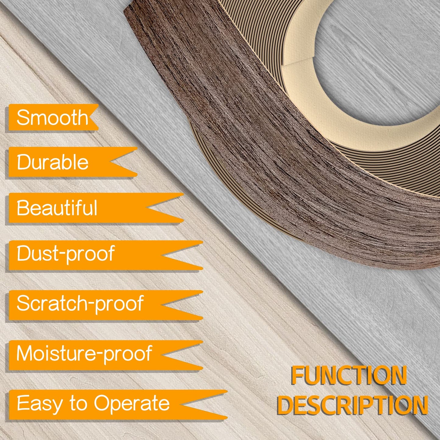GSCIT Club Walnut Edge Banding, 16mm x 15.24m roll of Veneer Edge Banding -Pre-glued Flexible, Real Wood Tape Banding for Cabinet Repair Furniture Restoration