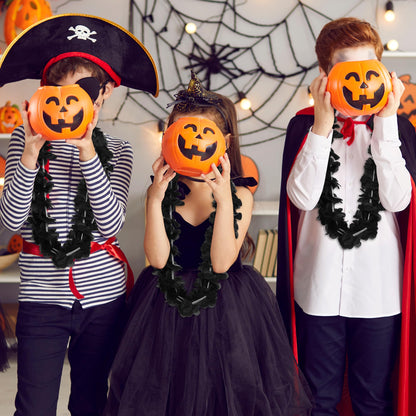 24pcs Halloween Leis Decor, Halloween Black Leis Bulk Accessories Silk Flower Necklace, Black Hawaiian Bulk Hula Dance Party Decor, Flower Leis Trick or Treating Activities Favors Supplies