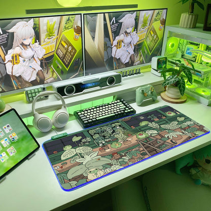 JMIYAV Little Frog RGB Green Gaming Mouse Pad 31.5x12 Inch PC XL Large Glowing Led Light Up Desk Pad Non-Slip Rubber Base Computer Cute Mousepad Mat Desk Accessories Gaming Setup 31.5x12 Inch