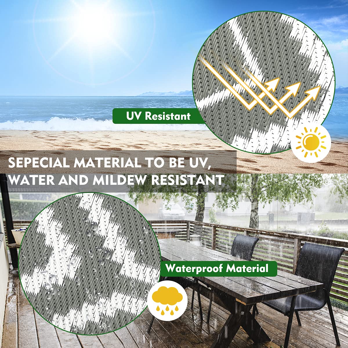 fifame Outdoor Camping Rugs, 9x18 Outdoor Rug Patios Clearance Plastic Straw Rug Weatherproof Reversible Mats, Large Floor Mat for Outdoors, RV, Patio, Backyard, Deck, Picnic, Beach, Trailer, Camping