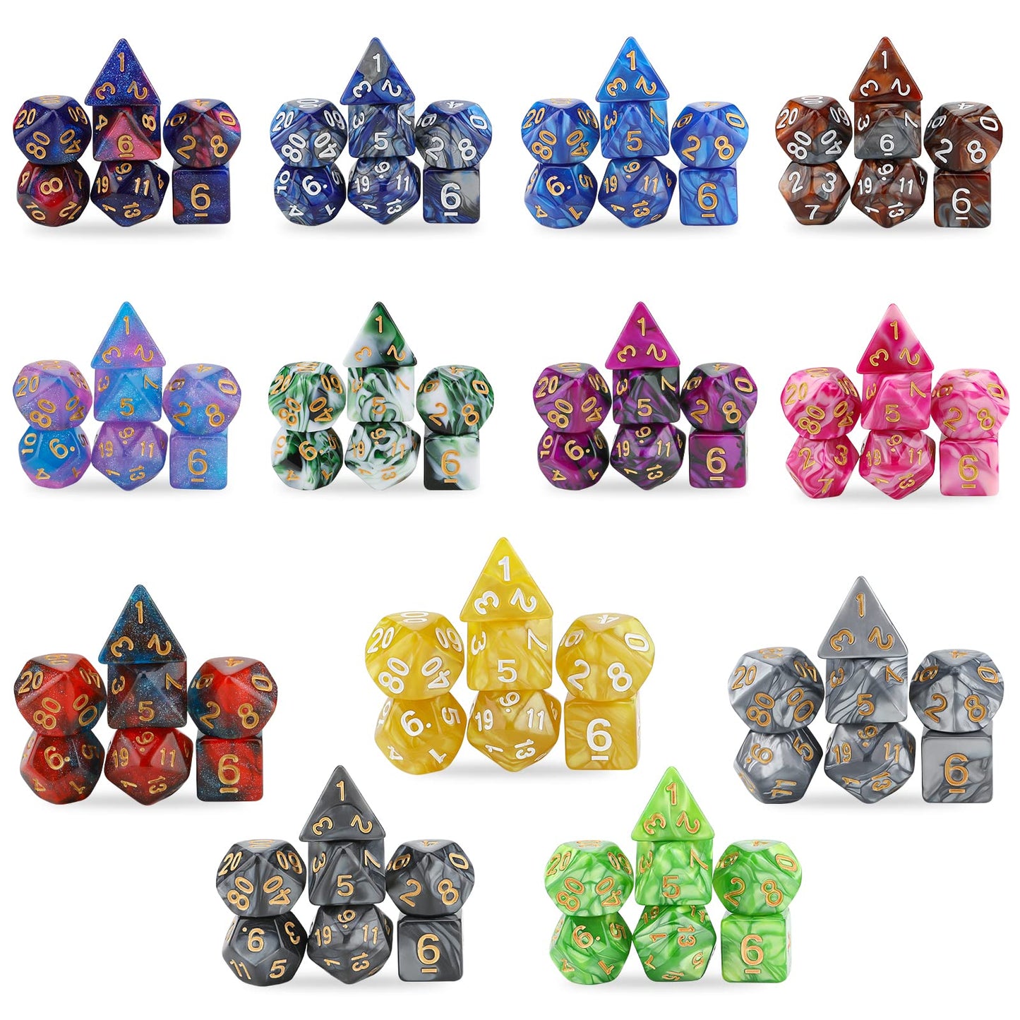 DND Dice Set, 25 X 7 Polyhedral Dice (175 Pieces) for Dungeons and Dragons DND RPG MTG Table Game D4 D6 D8 D10 D12 D20 25 Colors Dice with 1 Large Flannel Bag