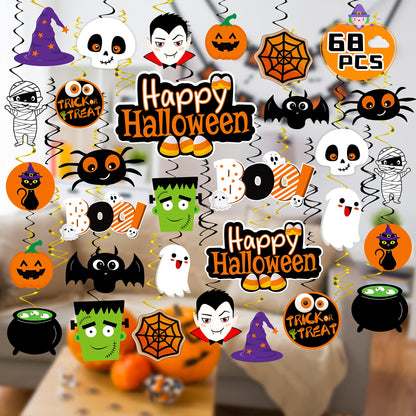 Halloween Hanging Decorations 68PCS Halloween Decorations for Classroom Hanging Ghost Pumpkin Ceiling Decor Indoor