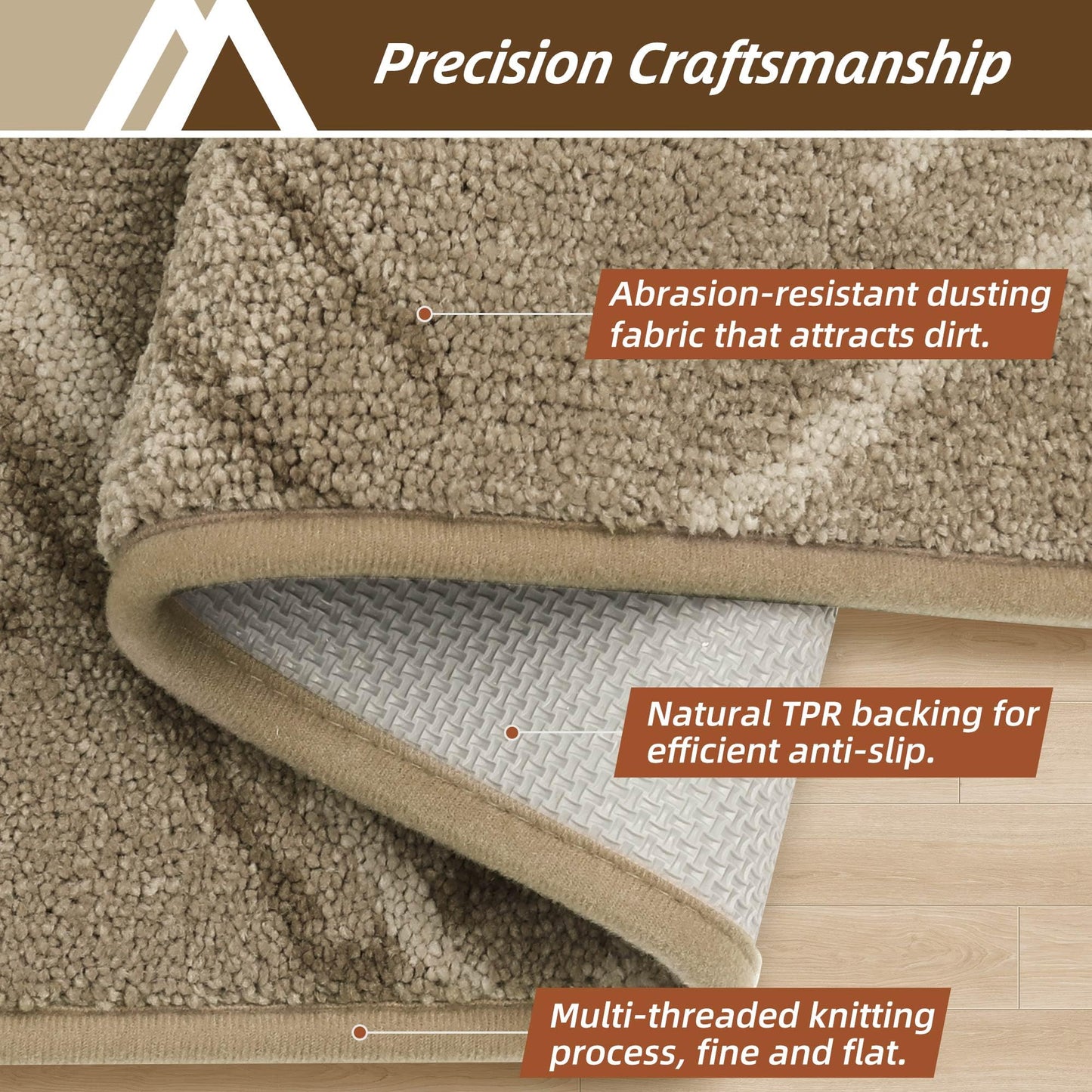 COSY HOMEER Front Door Mat Low Profile Non-Slip Doormat for Entryway, Absorbent Dirt Trapper Washable Entrance Mat, Sturdy Polyester Doormats (32"x20", Beige)