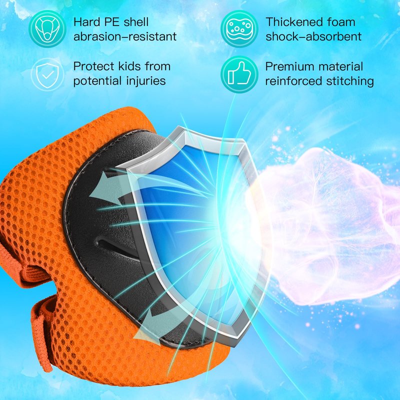 Wemfg Kids Protective Gear Set Knee Pads for Kids 3-14 Years Toddler Knee and Elbow Pads with Wrist Guards 3 in 1 for Skating Cycling Bike Rollerblading Scooter